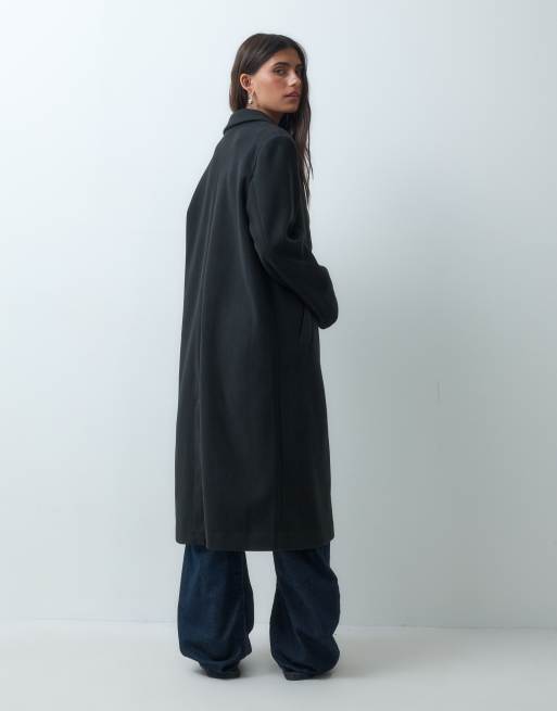 ASOS DESIGN enkelrijige overjas met knopen in zwart, 3 van 4