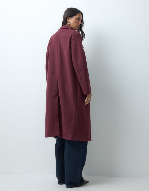 ASOS DESIGN enkelrijige overjas met opgestikte zakken in bordeauxrood, 4 van 4