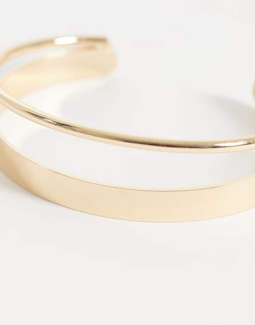 ASOS DESIGN - Enkelt guldfarvet armbånd med dobbelt bånd, 2 af 3