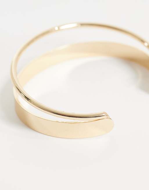 ASOS DESIGN - Enkelt guldfarvet armbånd med dobbelt bånd, 3 af 3