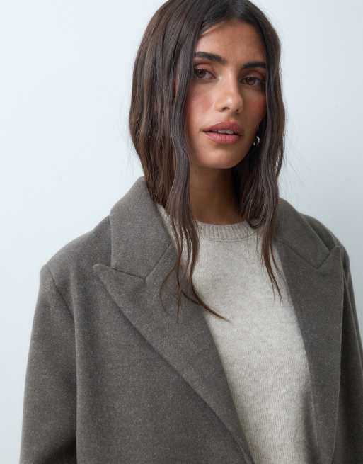 ASOS DESIGN enkeltknappet overfrakke i taupe melange, 3 af 4