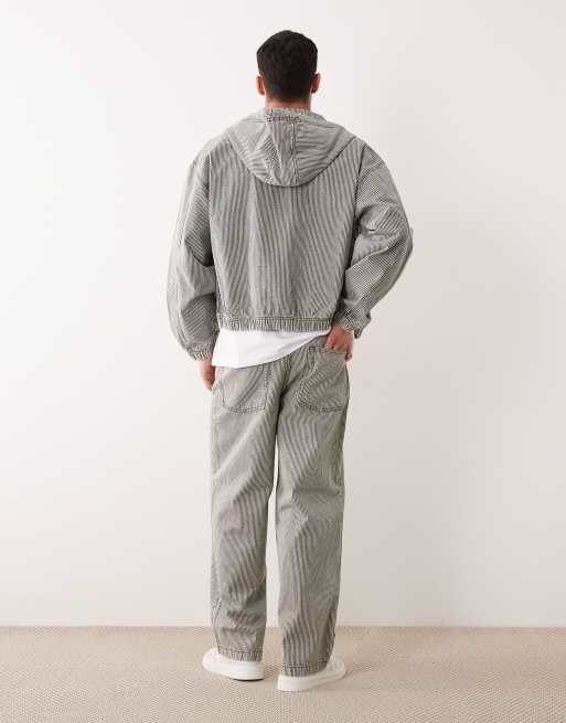ASOS DESIGN ensemble 2 pièces jean ample à rayures grises et blanches, 3 de 5