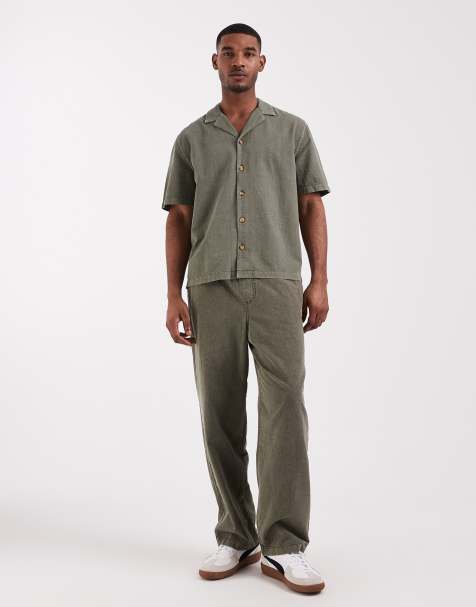 ASOS DESIGN ensemble 2 pièces pantalon ample texturé kaki - KHAKI - view 1