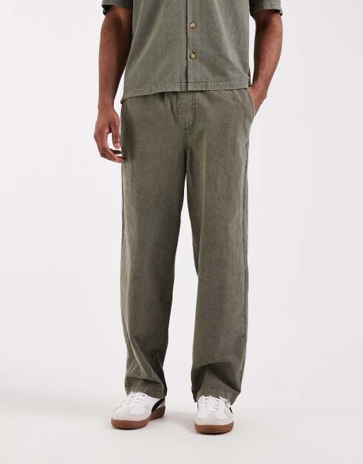ASOS DESIGN ensemble 2 pièces pantalon ample texturé kaki, 3 de 5