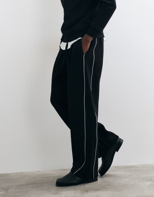 ASOS DESIGN ensemble 2 pièces pantalon de jogging large avec passepoil noir, 2 de 5