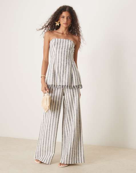 ASOS DESIGN - Ensemble ajusté en bouclé rayé - Bleu - view 1