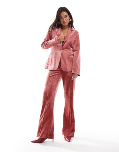 ASOS DESIGN - Ensemble ajusté en velours à assortir - Rose - view 1
