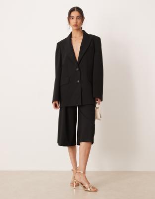 ASOS DESIGN - Ensemble avec blazer long et jupe-culotte - Noir | ASOS