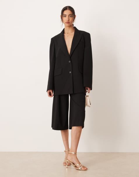 ASOS DESIGN - Ensemble avec blazer long et jupe-culotte - Noir - view 1