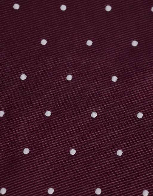 ASOS DESIGN - Ensemble avec cravate et pochette à pois - Bordeaux, 2 de 3