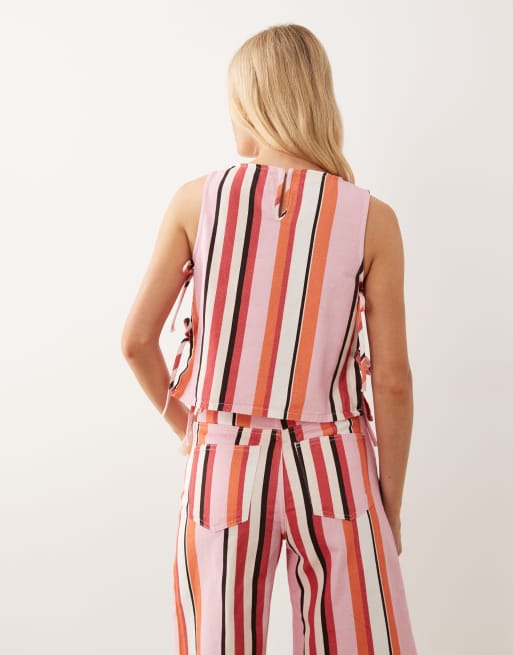 ASOS DESIGN - Ensemble avec débardeur en jean à rayures avec liens sur les côtés, 4 de 4