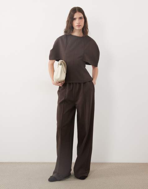 ASOS DESIGN - Ensemble avec t-shirt à mancherons et pantalon de jogging - Marron - view 1