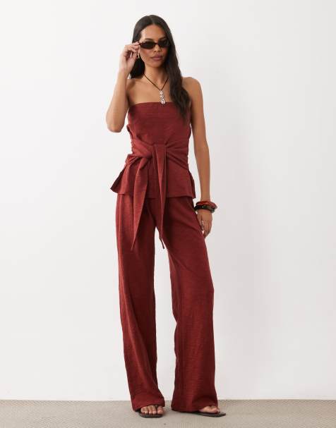 ASOS DESIGN - Ensemble avec top bandeau à détails noués - Bordeaux - view 1