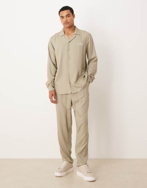 ASOS DESIGN - Ensemble chemise et pantalon - Kaki