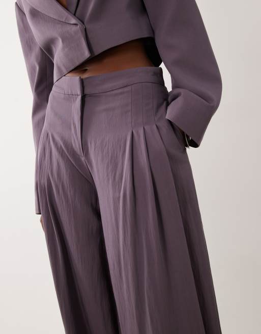 ASOS DESIGN ensemble coordonné de pantalon ajusté à ourlet noué et jambes ballon en mauve, 3 de 6