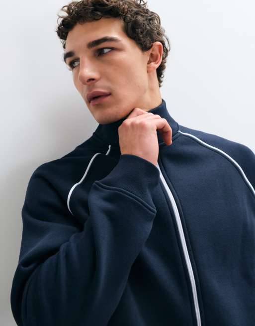 ASOS DESIGN ensemble coordonné de veste de survêtement décontractée à liserés bleu marine, 2 de 9