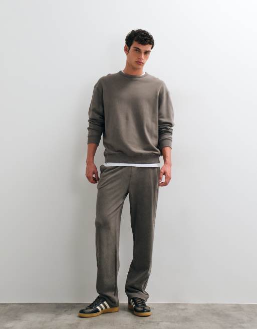 ASOS DESIGN ensemble coordonné pull col rond relaxed délavé à l'acide gris, 2 de 5