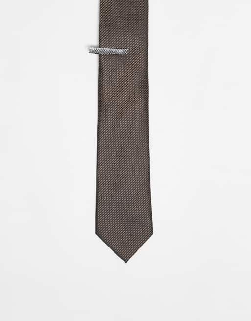ASOS DESIGN - Ensemble cravate et pince à cravate - Taupe