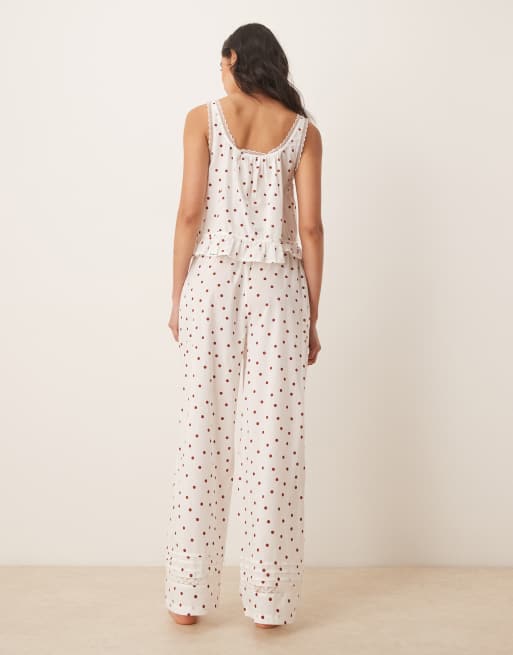 ASOS DESIGN - Ensemble de pyjama à pois avec caraco boutonné à volants et pantalon, 2 de 4