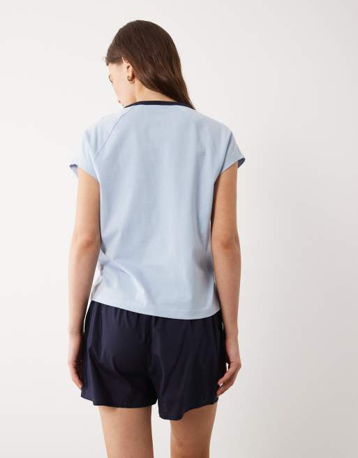 ASOS DESIGN - Ensemble de pyjama avec short tissé et t-shirt à imprimé café et sarcasme - Bleu, 3 de 4