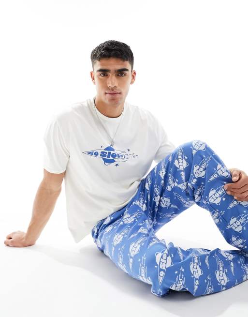 ASOS DESIGN - Ensemble de pyjama avec slogan Go Slow - Bleu, 2 de 4