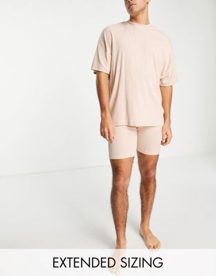 Loungewear Ensemble de pyjama confort ton sur ton avec short et t-shirt oversize