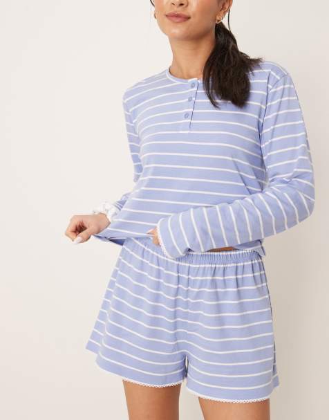 ASOS DESIGN - Ensemble de pyjama rayé - Bleu - view 1