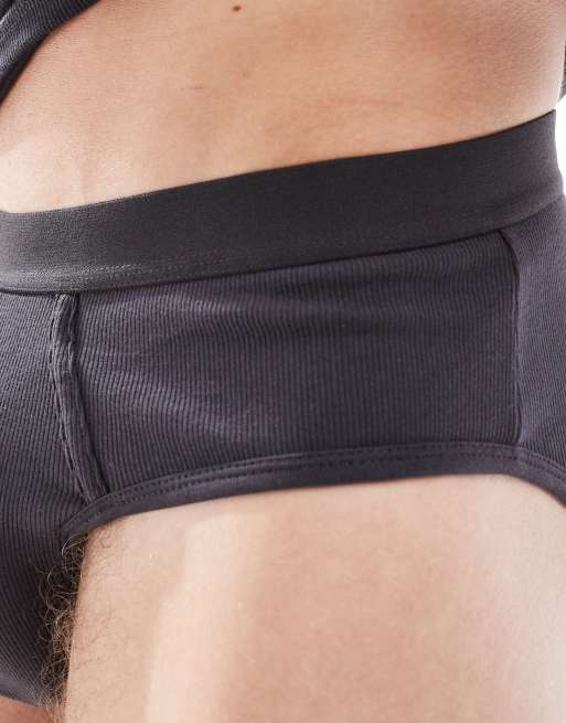 ASOS DESIGN - Ensemble de sous-vêtements avec slip et débardeur côtelés - Anthracite, 2 de 4