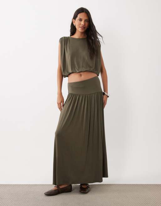 ASOS DESIGN - Top d'ensemble drapé et plissé sur l'épaule - Kaki, 3 de 3