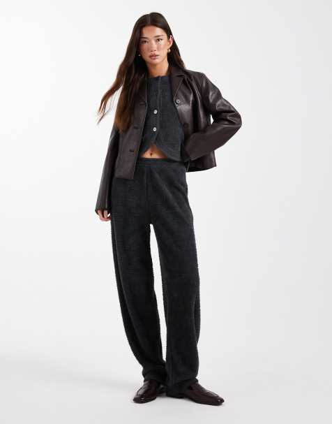 ASOS DESIGN - Ensemble duveteux avec pantalon barrel et gilet à manches longues - Gris - view 1