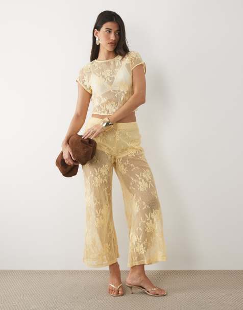ASOS DESIGN - Ensemble en dentelle fleurie au crochet - Jaune - view 1