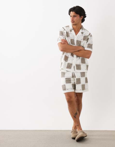 ASOS DESIGN - Ensemble en maille crochetée - Sauge et écru - view 1