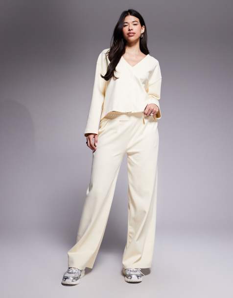 ASOS DESIGN - Ensemble en maille interlock - Crème - view 1