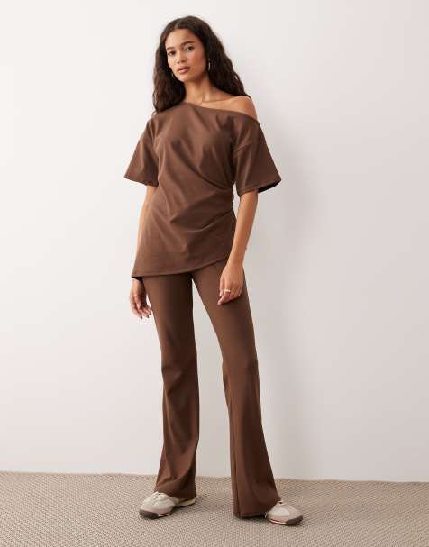 ASOS DESIGN - Ensemble en maille nervurée brossée fine - Chocolat - view 1