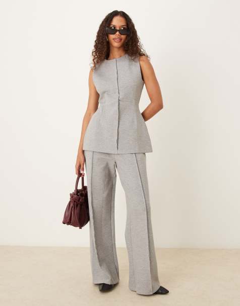 ASOS DESIGN - Ensemble en tissu imitation néoprène - Gris chiné - view 1