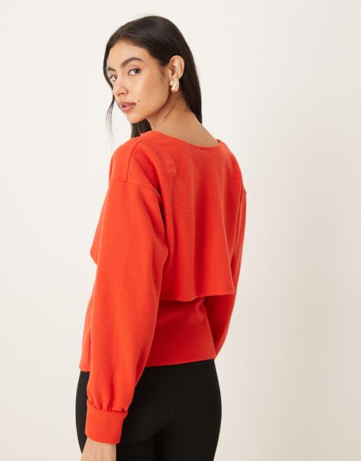 ASOS DESIGN - Ensemble gilet et top bandeau 2-en-1 en tissu doux - Rouge, 4 de 4