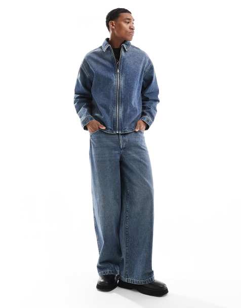ASOS DESIGN - Ensemble jean ultra baggy et veste - Bleu moyen délavé - view 1