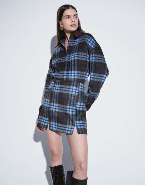 ASOS DESIGN ensemble jupe courte à carreaux bleu et marron - view 1