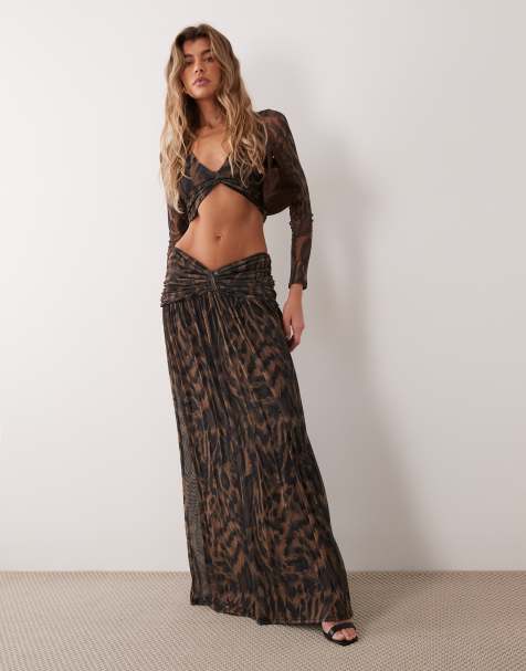 ASOS DESIGN - Ensemble jupe et top torsadé devant en tulle - Imprimé animal - view 1