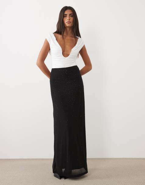 ASOS DESIGN ensemble jupe longue à strass noir - view 1
