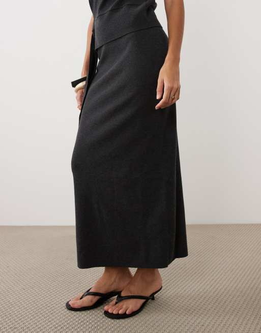 ASOS DESIGN ensemble jupe midi en maille anthracite, 2 de 5