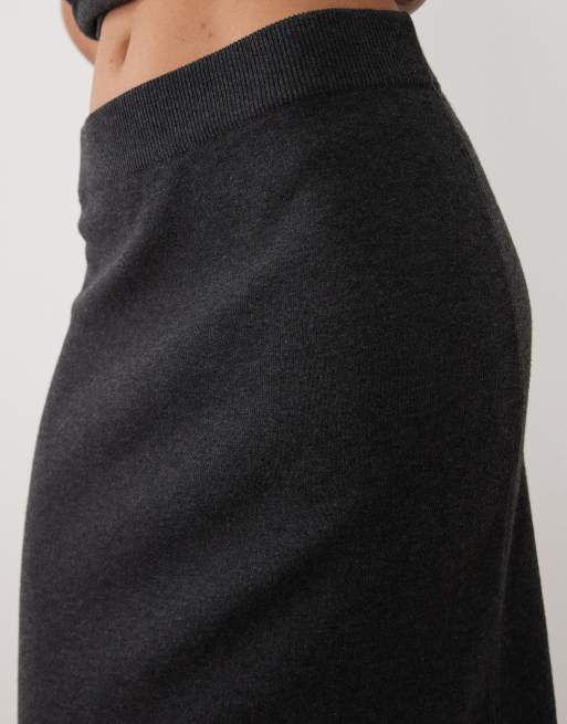 ASOS DESIGN ensemble jupe midi en maille anthracite, 3 de 5
