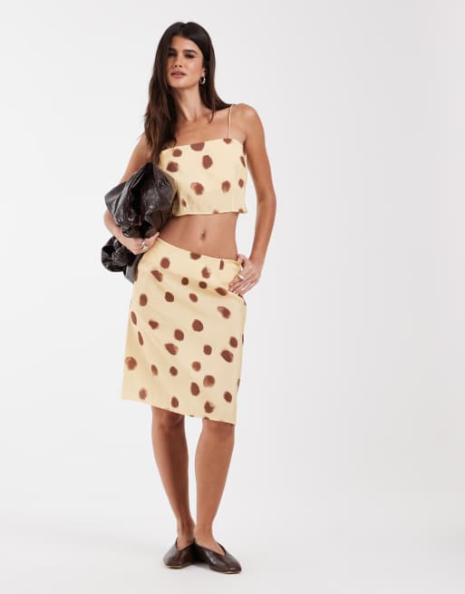 ASOS DESIGN - Ensemble jupe nuisette mi-longue à pois effet flouté - Multicolore