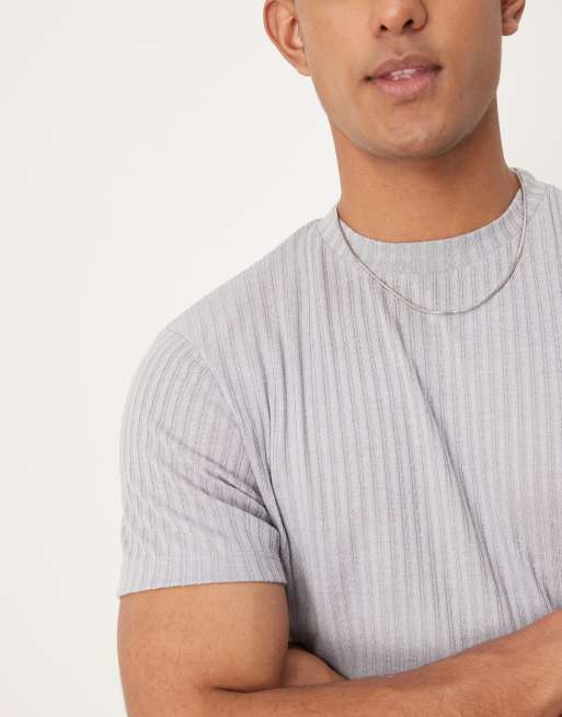 ASOS DESIGN - Ensemble loungewear côtelé et brossé avec short et t-shirt coupe carrée - Gris, 4 de 4