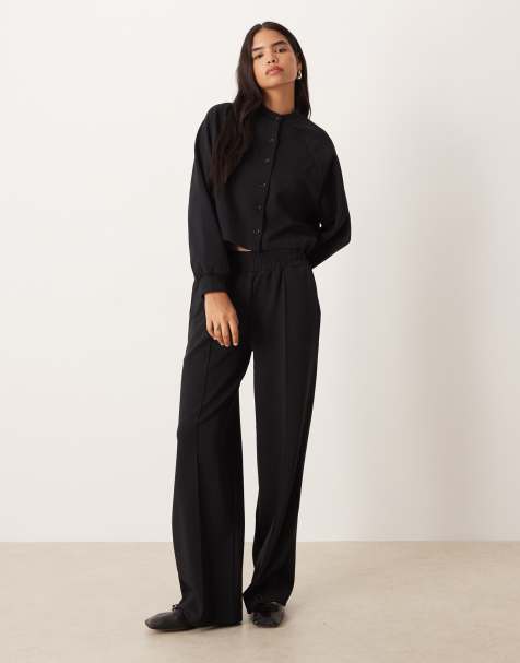 ASOS DESIGN - Ensemble pantalon ample et gilet en maille interlock - Noir - view 1