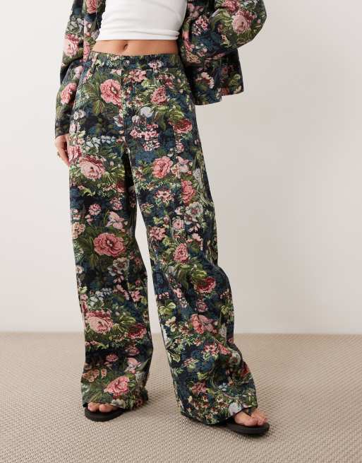 ASOS DESIGN ensemble pantalon barrel à nœud imprimé tapisserie fleurie, 3 de 5