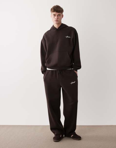 ASOS DESIGN - Ensemble pantalon de jogging et sweat à capuche à imprimé - Marron - view 1