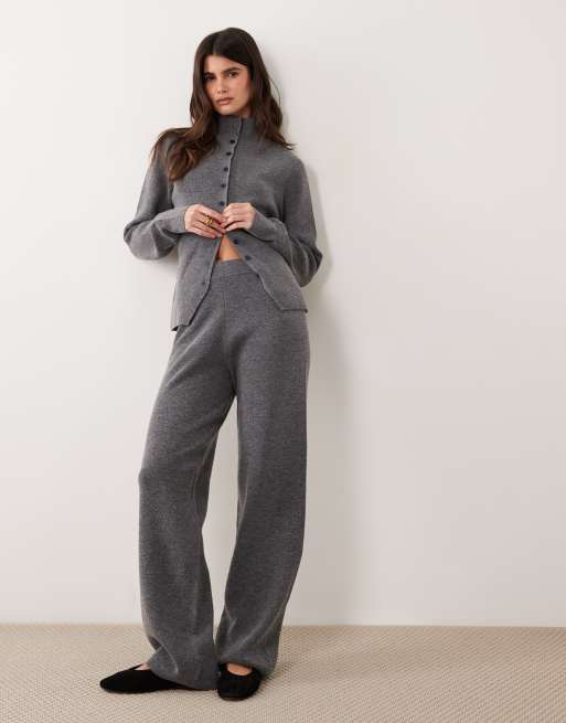 ASOS DESIGN - Ensemble avec pantalon droit et gilet à col cheminée et boutons - Anthracite, 2 de 3