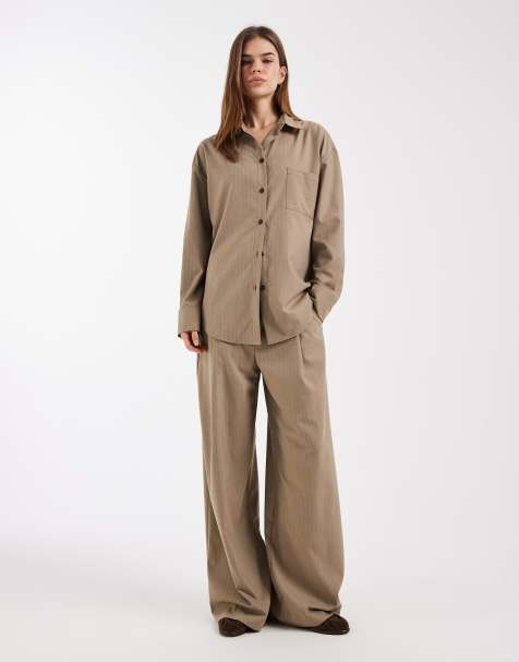 ASOS DESIGN - Ensemble pantalon et chemise ajustés style masculin à rayures - view 1
