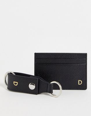 Accessoires Ensemble porte-clés et porte-cartes en cuir avec initiale « D »